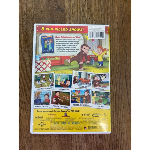 Curious George Dance Party DVD 2012 Childrens Movie 8 Episodes Pre-Owned - Picture 4 of 4